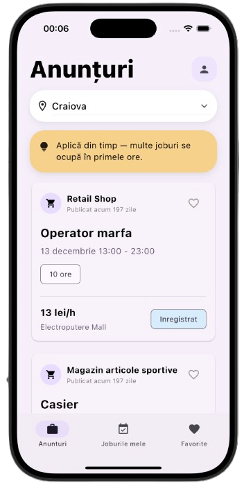 Aplicația Jobbr pe telefoane mobile