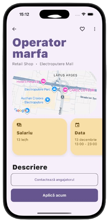 Candidat folosind aplicația Jobbr